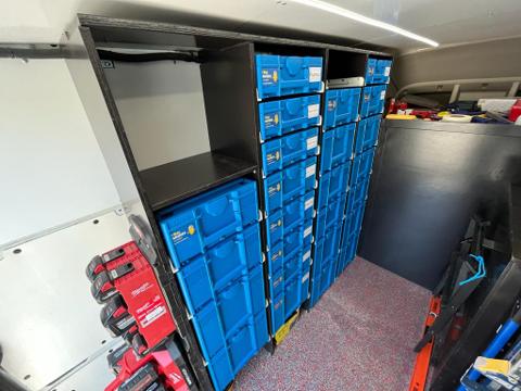 Nissan van fitout with custom shelves