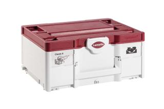 Lamello Classic X systainer case closed, showing the Lamello-branded catch and Classic X label