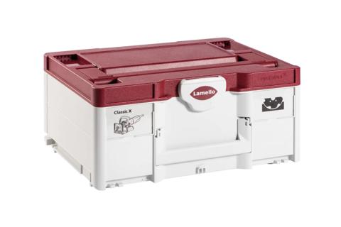 Lamello Classic X Systainer case closed, showing the Lamello-branded catch and Classic X label