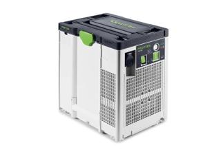 Festool SYS-AIR seen from the control-panel side, showing the power socket, two-speed switch and filter indicator lights