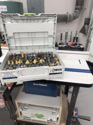 Router Bits on Rails Under the Router Table